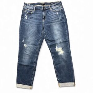 Judy Blue Jeans Slim Fit Distressed Medium Wash Size 15/32 Ankle Crop Mid Rise
